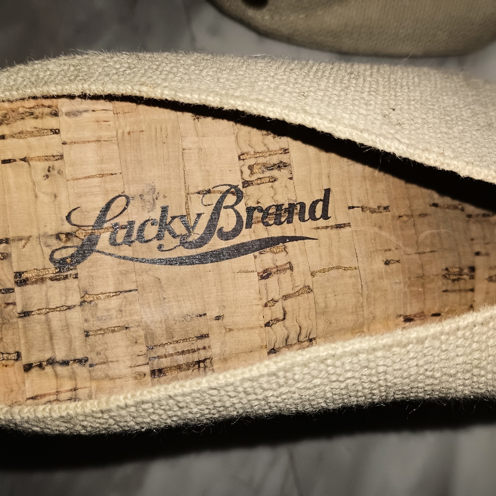 Lucky Brand Miller Tan Cross-Strap Cork Wedge Sandals 8.5 - Picture 2 of 8